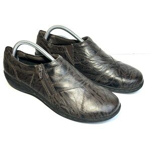 Clarks Women's FIANNA ELLIE Brown Leather Casual Comfort‎ Slip On Size 10